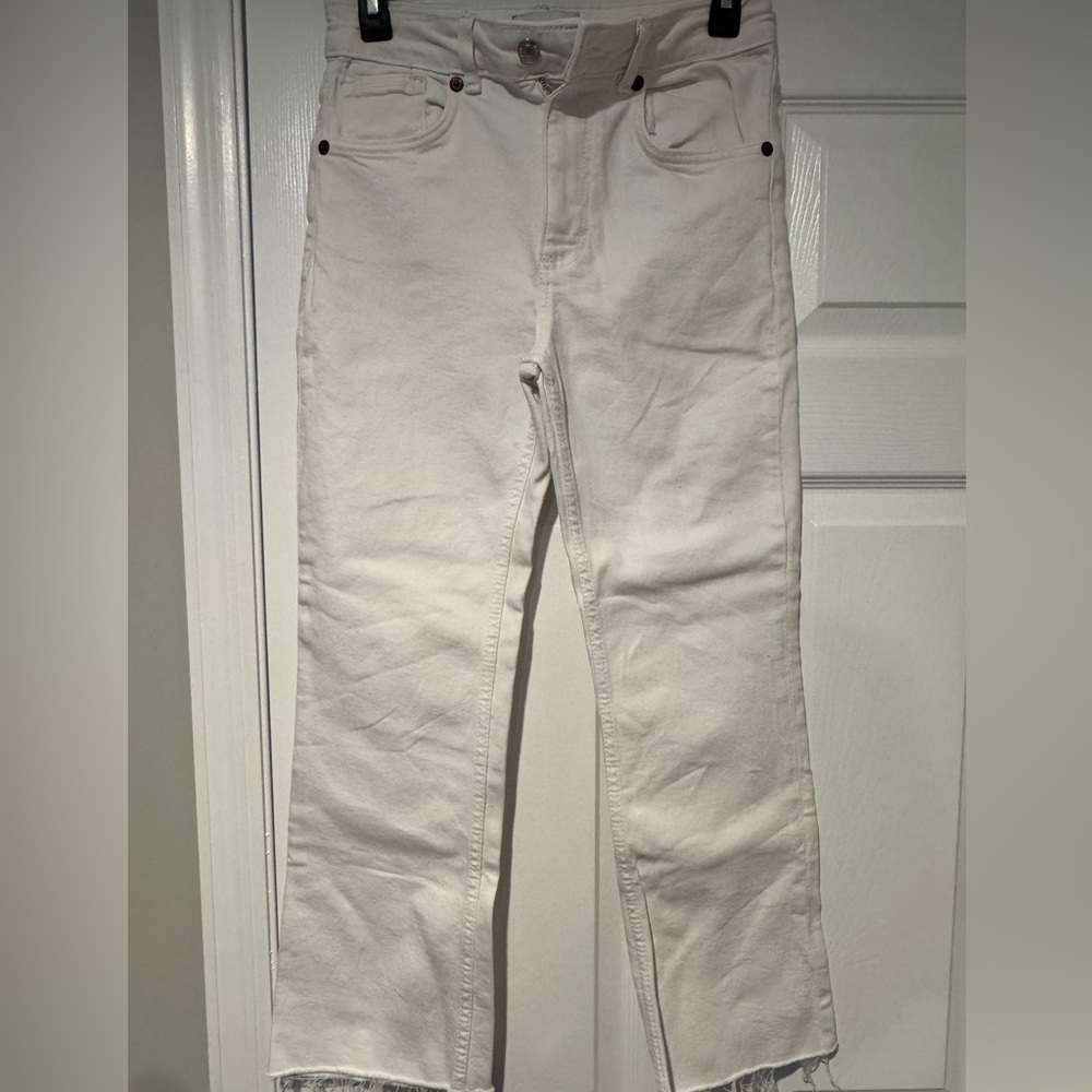 Zara White Wide Leg Flare Jeans